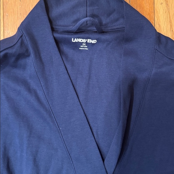 Lands End | Navy Robe | Full Length | Dressing Gown | 💯 Cotton | size 2X - Picture 3 of 7